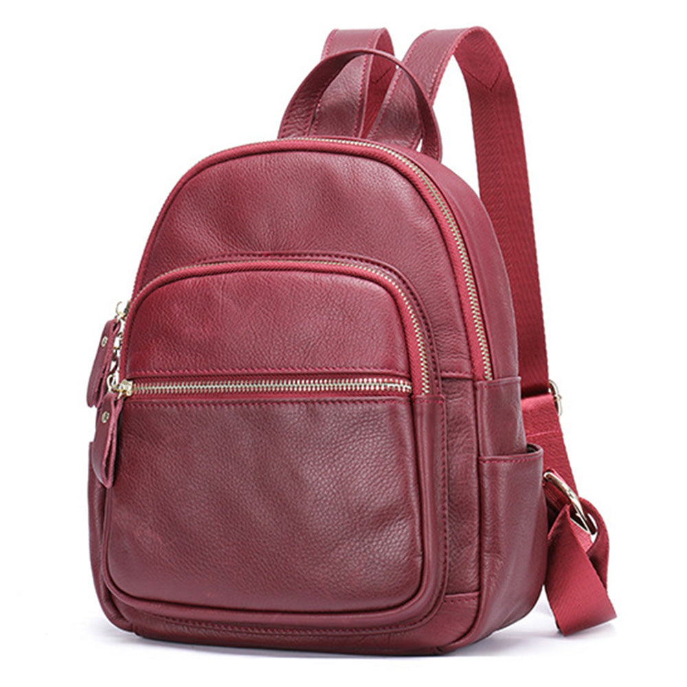 172 Top Layer Cowhide Leather Backpack Women Stylish Solid Color Dual Shoulder Bag 172 Top Layer Cowhide Leather Backpack Women Stylish Solid Color Dual Shoulder Bag
